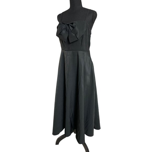 A New Day Womens Black Maxi Cocktail Dress w/ Bow Accent & Side Pockets Size 6 - Picture 5 of 13